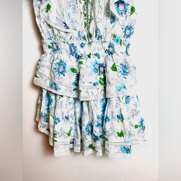 LoveShackFancy Natasha Floral Mini Dress in Blueberry Cloud Size XS - Picture 10 of 13